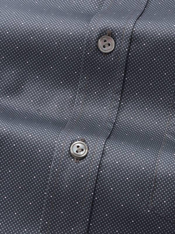 Bassano Dark Grey Printed Full sleeve single cuff Classic Fit Semi Formal Dark Cotton Shirt