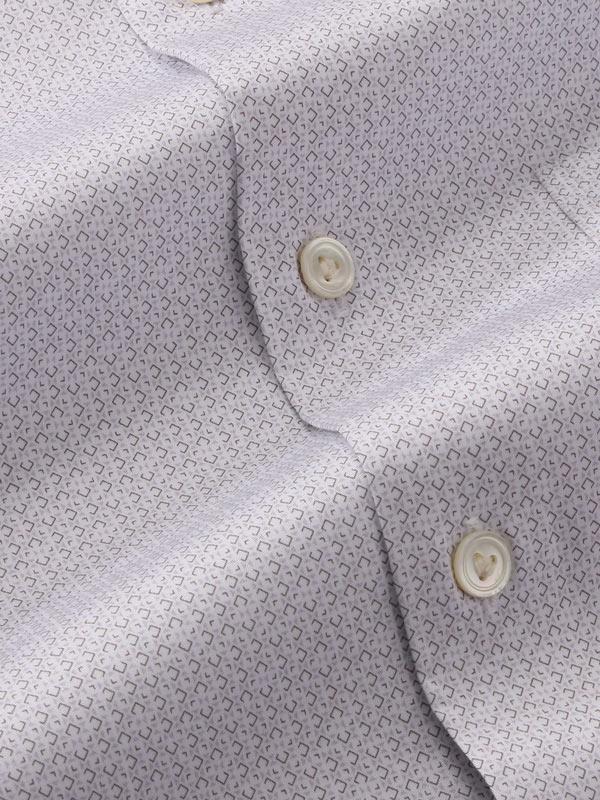 Bassano Light Grey Printed Full sleeve single cuff Tailored Fit Formal Cotton Shirt