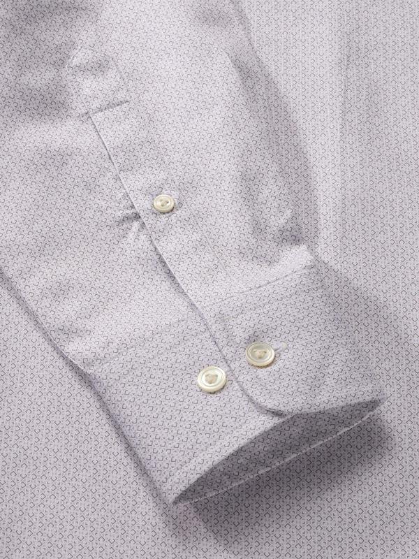 Bassano Light Grey Printed Full sleeve single cuff Tailored Fit Formal Cotton Shirt