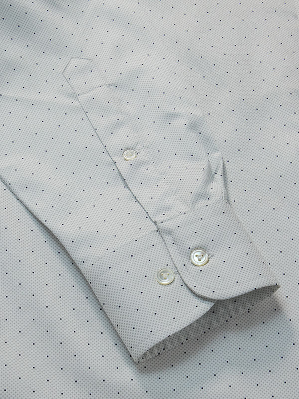 Bassano Light Grey Printed Full Sleeve Single Cuff Classic Fit Classic Formal Cotton Shirt