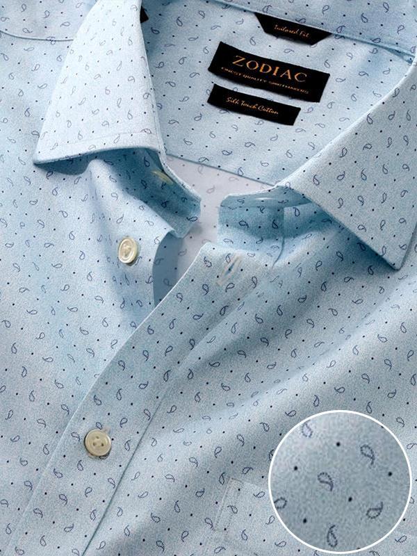 Bassano Sky Printed single cuff Classic Fit Classic Formal Cotton Shirt