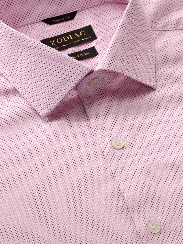 Bassano Pink Printed Full sleeve single cuff Tailored Fit Formal Cotton Shirt