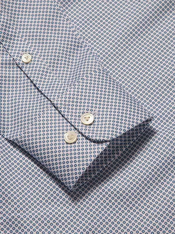 Bassano Blue Printed Full sleeve single cuff Tailored Fit Classic Formal Cotton Shirt