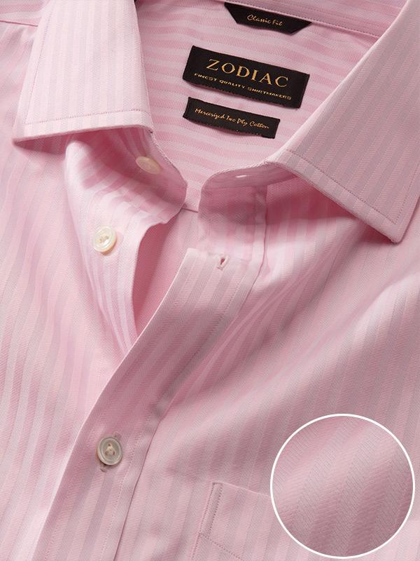 Bertolucci Pink Striped Full sleeve double cuff Classic Fit Classic Formal Cotton Shirt
