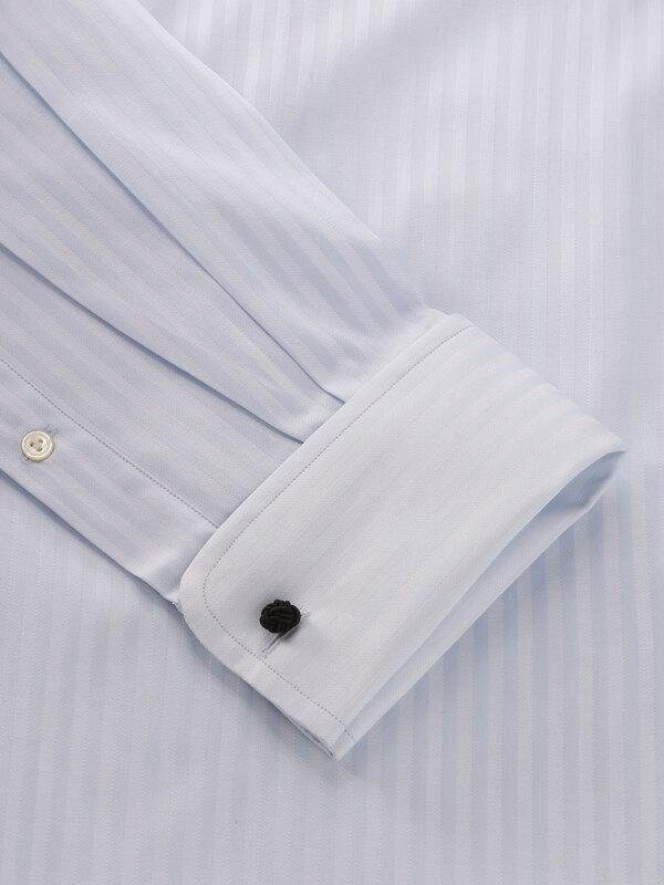 Bertolucci Blue Striped Full sleeve double cuff Classic Fit Classic Formal Cotton Shirt
