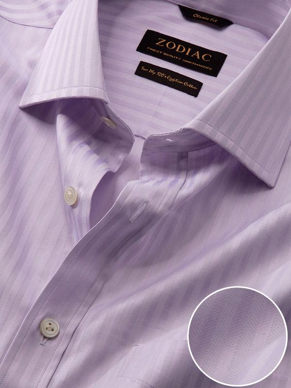 Bertolucci Lilac Striped Full sleeve double cuff Classic Fit Classic Formal Cotton Shirt
