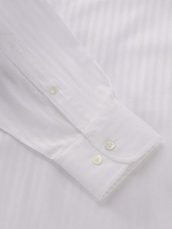 Bertolucci White Striped Full sleeve double cuff Tailored Fit Classic Formal Cotton Shirt