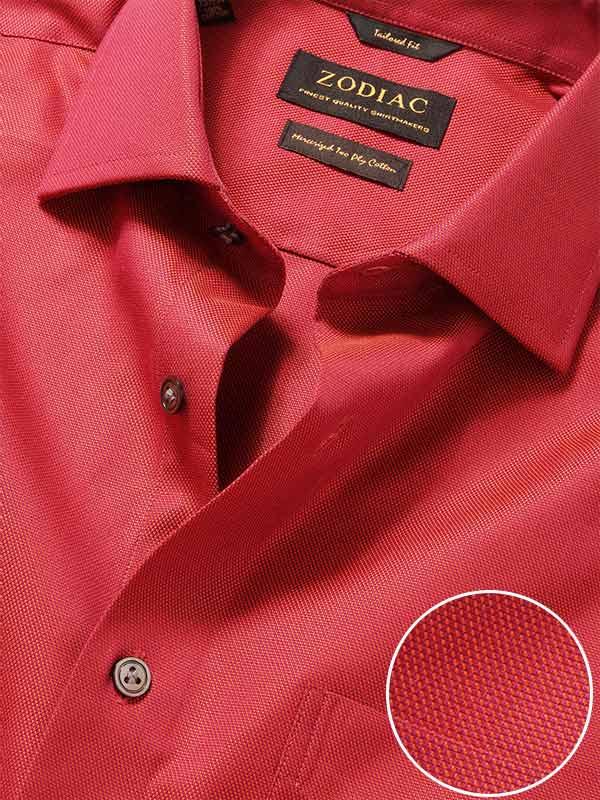 Marzeno Red Solid Full sleeve single cuff Tailored Fit Semi Formal Dark Cotton Shirt