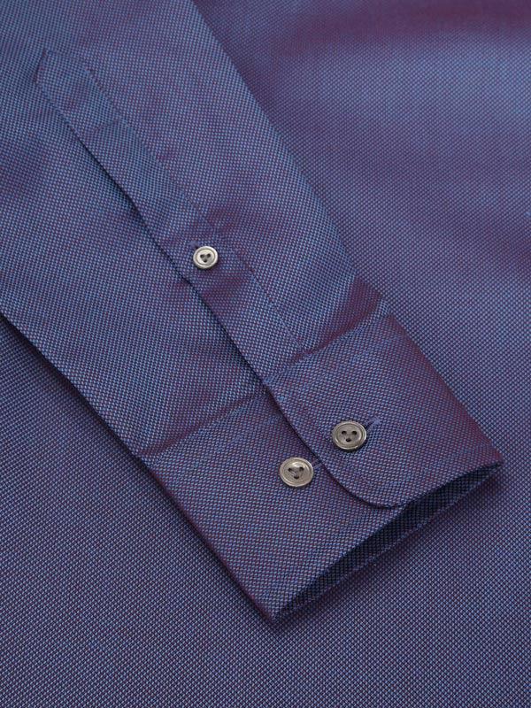 Marzeno Blue Solid Full sleeve single cuff Tailored Fit Semi Formal Dark Cotton Shirt