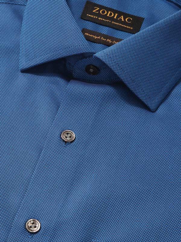 Marzeno Navy Solid Full sleeve single cuff Tailored Fit Semi Formal Dark Cotton Shirt
