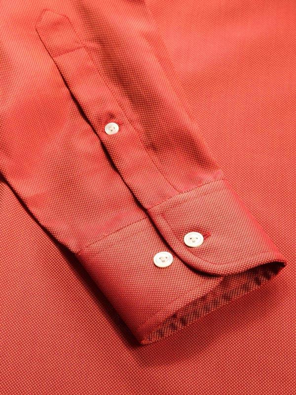 Marzeno Rust Solid Full sleeve single cuff Classic Fit Semi Formal Dark Cotton Shirt