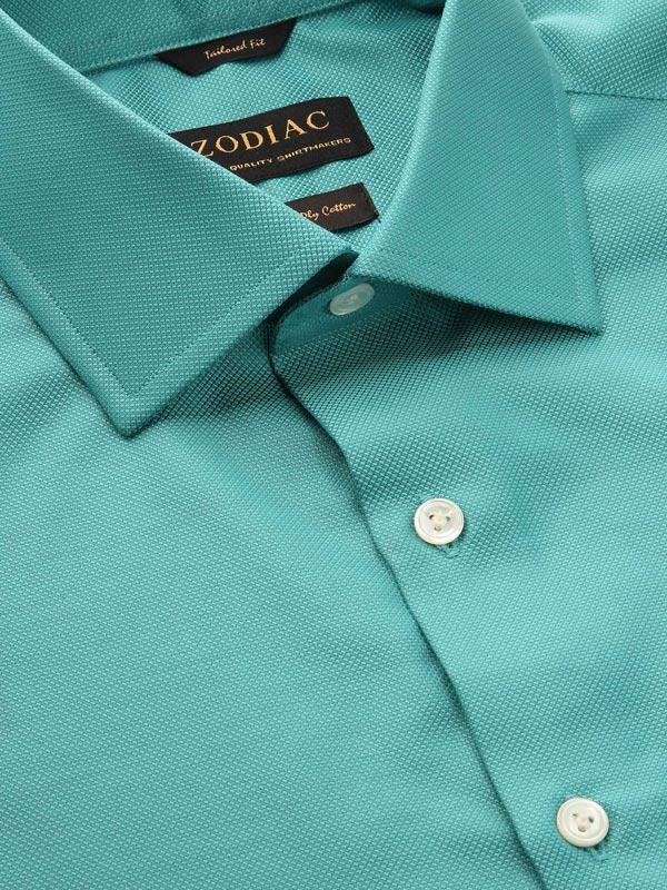 Marzeno Aqua Solid Full sleeve single cuff Tailored Fit Semi Formal Dark Cotton Shirt
