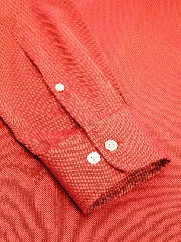Marzeno Rust Solid Full sleeve single cuff Tailored Fit Semi Formal Dark Cotton Shirt
