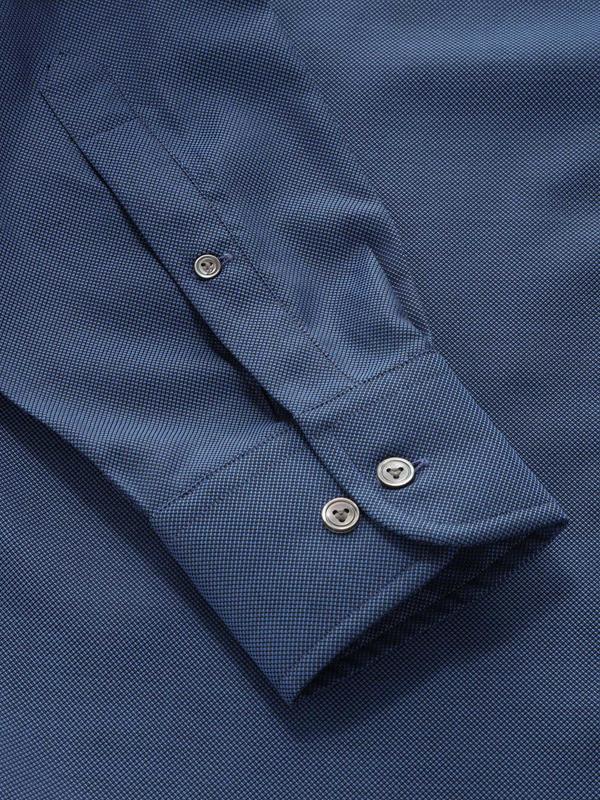 Marzeno Navy Solid Full sleeve single cuff Classic Fit Semi Formal Dark Cotton Shirt