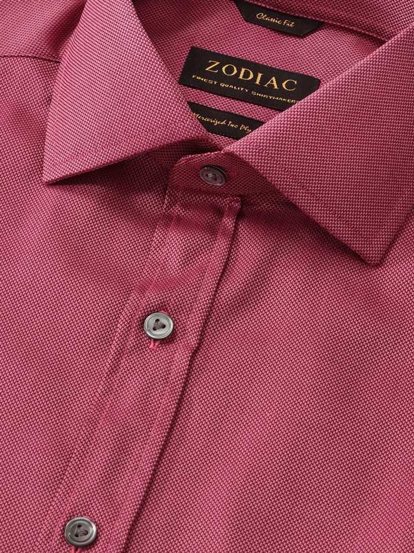 Marzeno Dark Pink Solid Full sleeve single cuff Classic Fit Semi Formal Dark Cotton Shirt