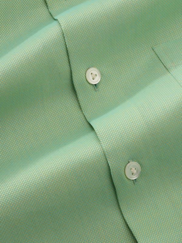 Marzeno Green Solid Full sleeve single cuff Tailored Fit Semi Formal Dark Cotton Shirt