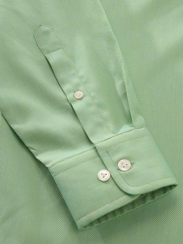 Marzeno Green Solid Full sleeve single cuff Tailored Fit Semi Formal Dark Cotton Shirt