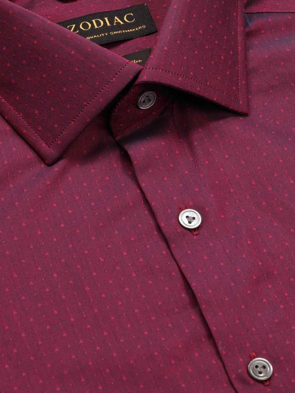 Bramante Maroon Solid Full sleeve single cuff Classic Fit Semi Formal Cotton Shirt