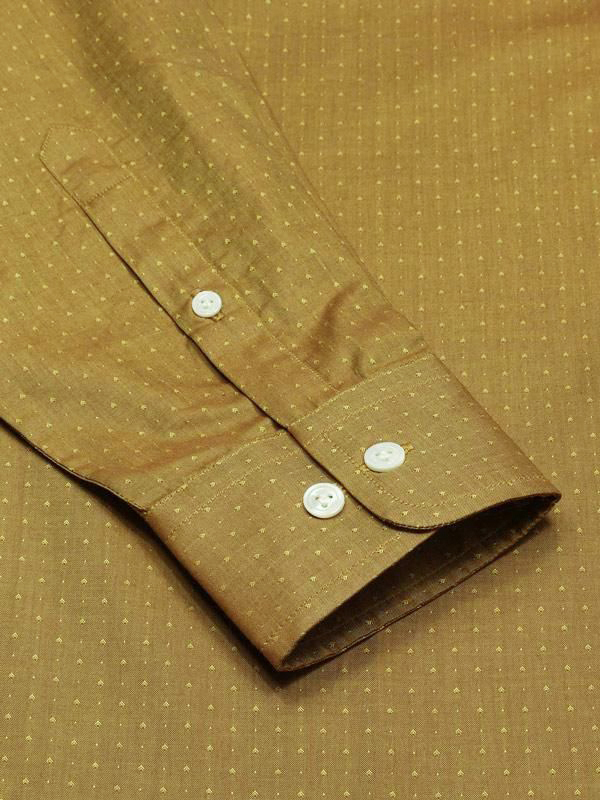 Bramante Ochre Solid Full sleeve single cuff Tailored Fit Semi Formal Cotton Shirt