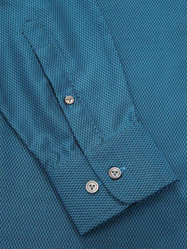 Bruciato Teal Solid Full sleeve single cuff Classic Fit Semi Formal Dark Cotton Shirt