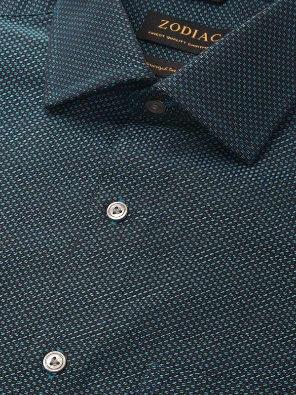 Bruciato Teal Solid Full sleeve single cuff Tailored Fit Semi Formal Dark Cotton Shirt