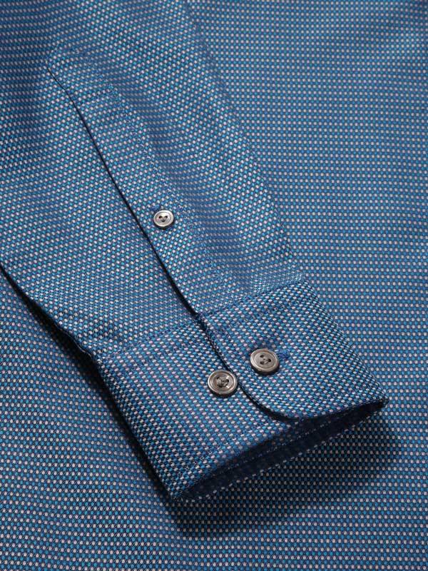 Bruciato Teal Solid Full sleeve single cuff Tailored Fit Semi Formal Dark Cotton Shirt