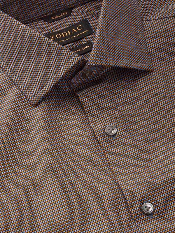 Bruciato Ochre Solid Full sleeve single cuff Tailored Fit Semi Formal Dark Cotton Shirt