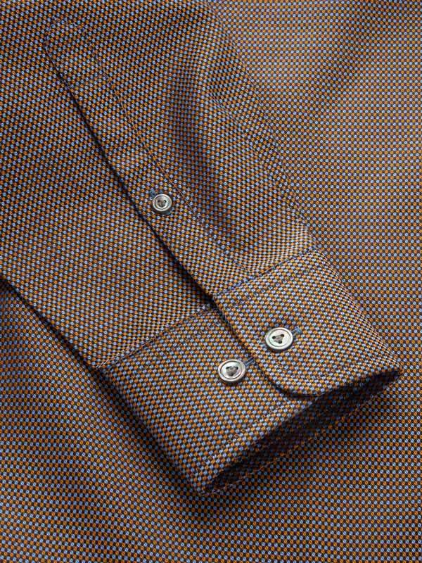 Bruciato Ochre Solid Full sleeve single cuff Tailored Fit Semi Formal Dark Cotton Shirt