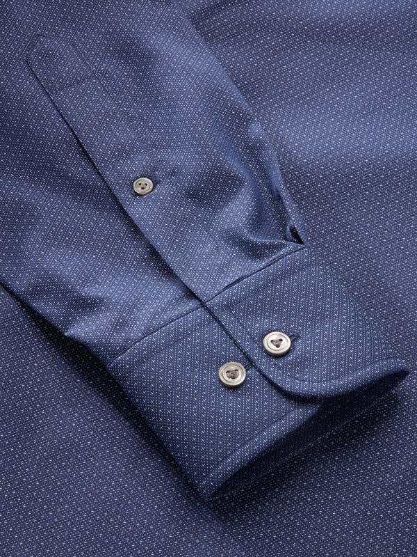 Bruciato Navy Solid Single Cuff Classic Fit Semi Formal Dark Two Ply Mercerized Cotton Shirt