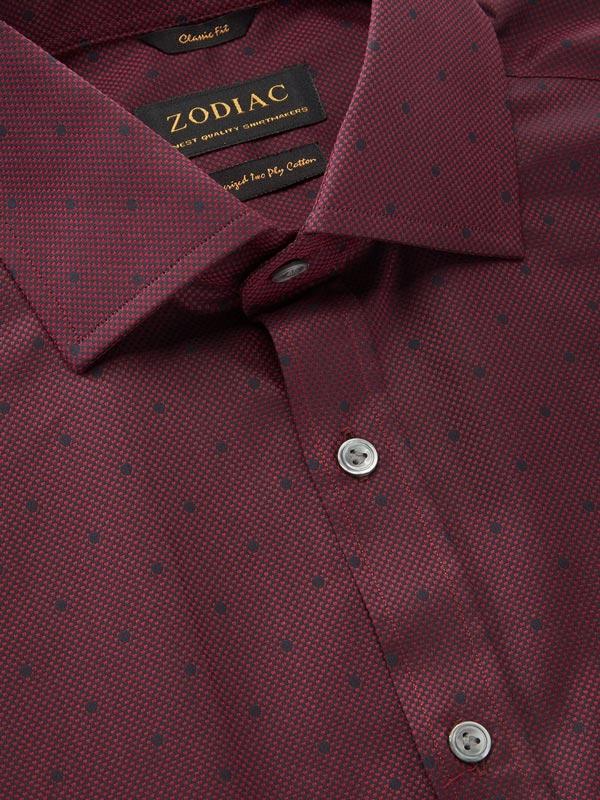 Bruciato Maroon Solid Full sleeve single cuff Classic Fit Semi Formal Dark Cotton Evening Shirt