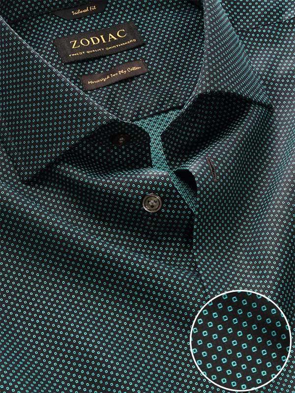 Bruciato Green Solid Full sleeve single cuff Tailored Fit Semi Formal Dark Cotton Shirt