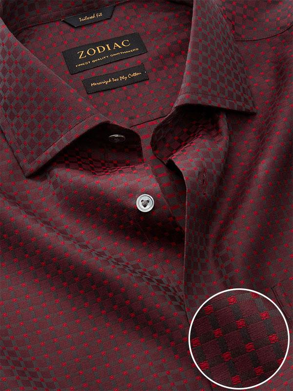 Bruciato Maroon Check Full sleeve single cuff Tailored Fit Semi Formal Dark Cotton Shirt