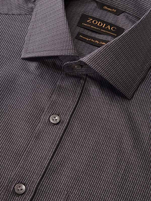 Bruciato Dark Grey Solid Full sleeve single cuff Classic Fit Semi Formal Dark Cotton Shirt