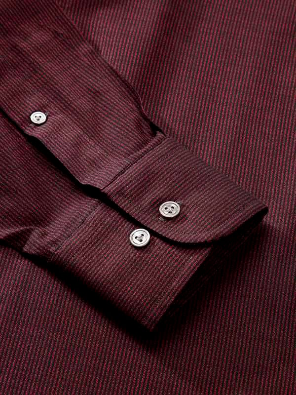 Bruciato Red Solid Full sleeve single cuff Classic Fit Semi Formal Dark Cotton Shirt