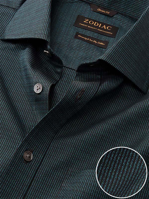 Bruciato Teal Solid Full sleeve single cuff Classic Fit Semi Formal Dark Cotton Shirt