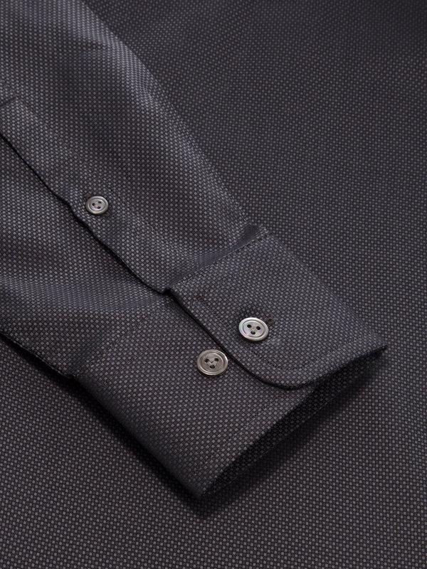 Bruciato Black Solid Full sleeve single cuff Tailored Fit Semi Formal Dark Cotton Shirt
