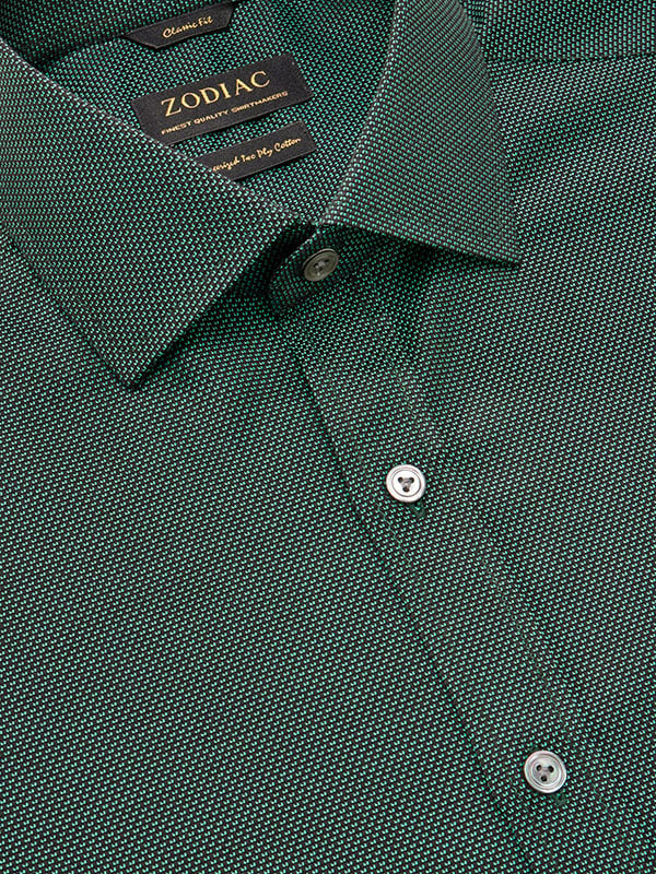 Bruciato Green Solid Full Sleeve Single Cuff Classic Fit Semi Formal Dark Cotton Shirt