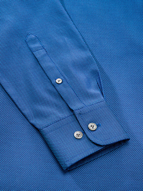 Bruciato Navy Solid Full Sleeve Single Cuff Tailored Fit Semi Formal Dark Cotton Shirt