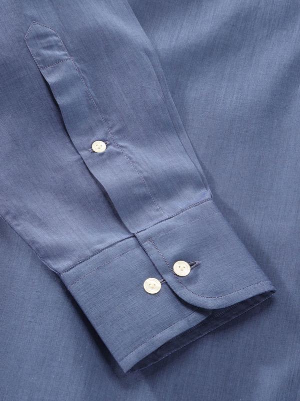 Carletti Blue Solid Full sleeve single cuff Classic Fit Classic Formal Cotton Shirt