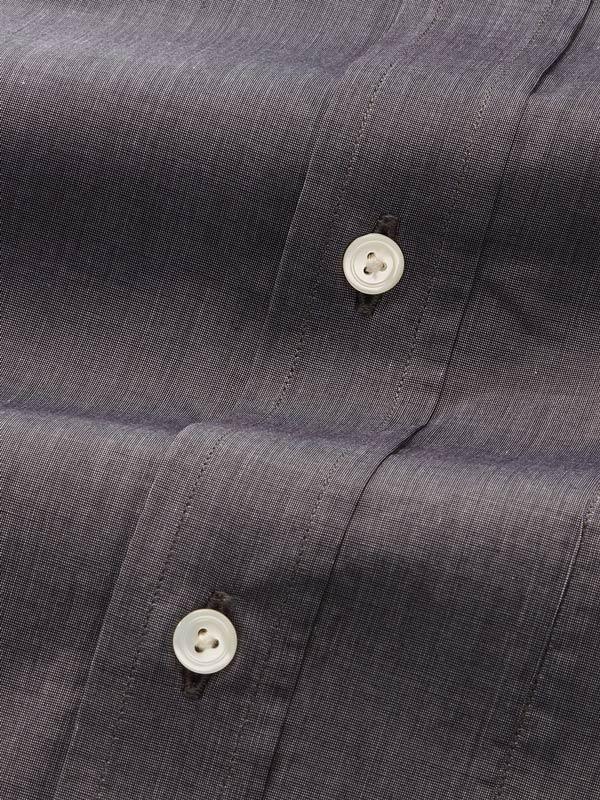 Carletti Dark Grey Solid Full sleeve single cuff Classic Fit Semi Formal Dark Cotton Shirt