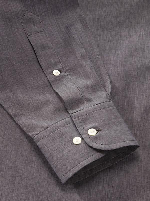Carletti Dark Grey Solid Full sleeve single cuff Classic Fit Semi Formal Dark Cotton Shirt