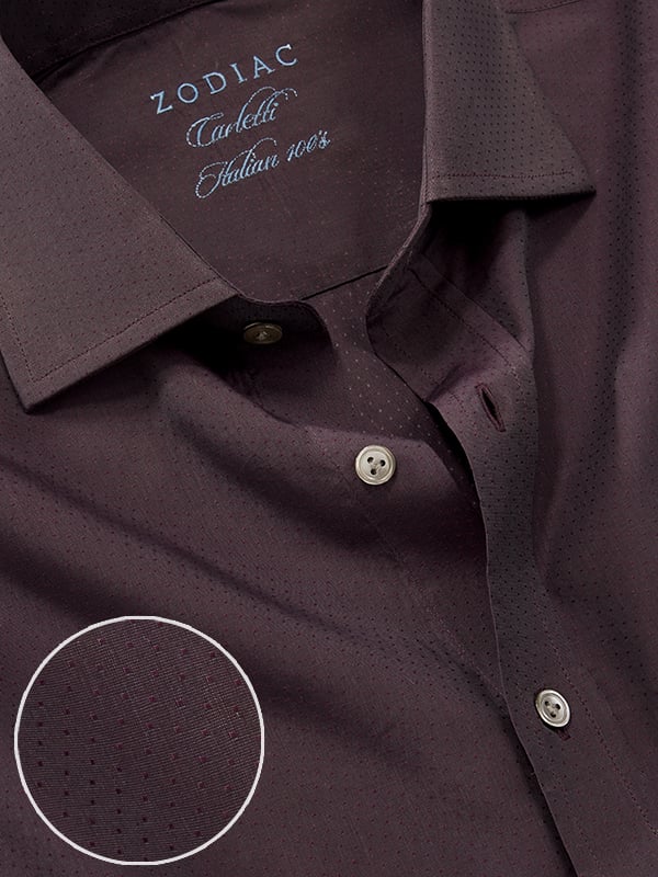 Carletti Purple Solid Full Sleeve Single Cuff Classic Fit Semi Formal Dark Cotton Shirt