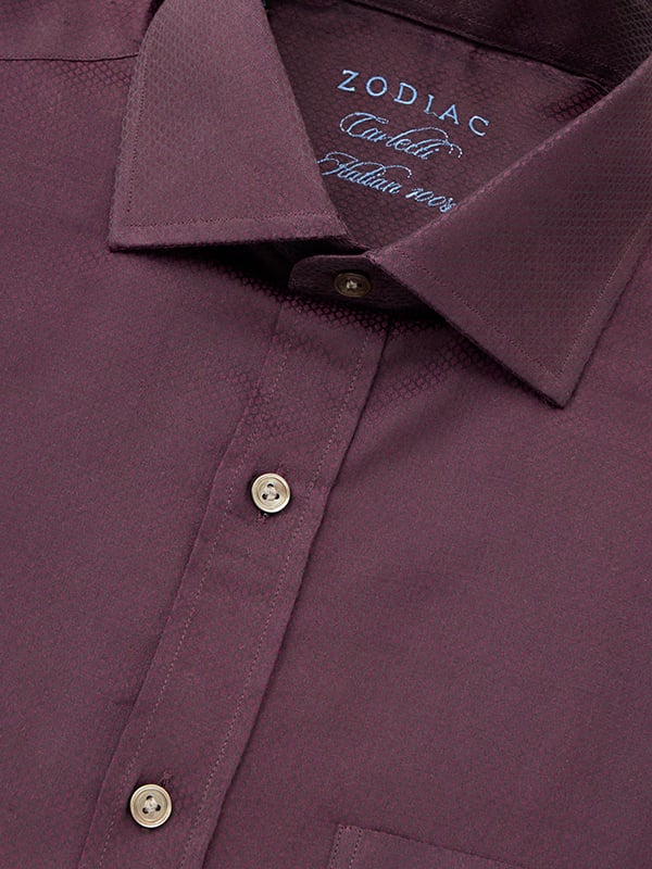 Carletti Aubergine Solid Full Sleeve Single Cuff Classic Fit Classic Formal Cotton Shirt