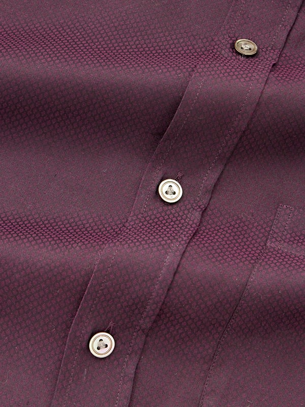 Carletti Aubergine Solid Full Sleeve Single Cuff Classic Fit Classic Formal Cotton Shirt