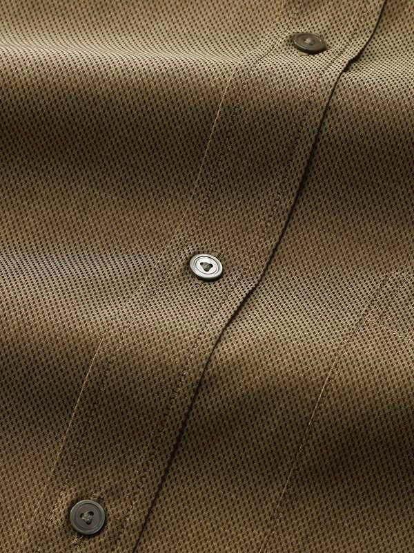 Carletti Olive Solid Full sleeve single cuff Classic Fit Semi Formal Dark Cotton Shirt