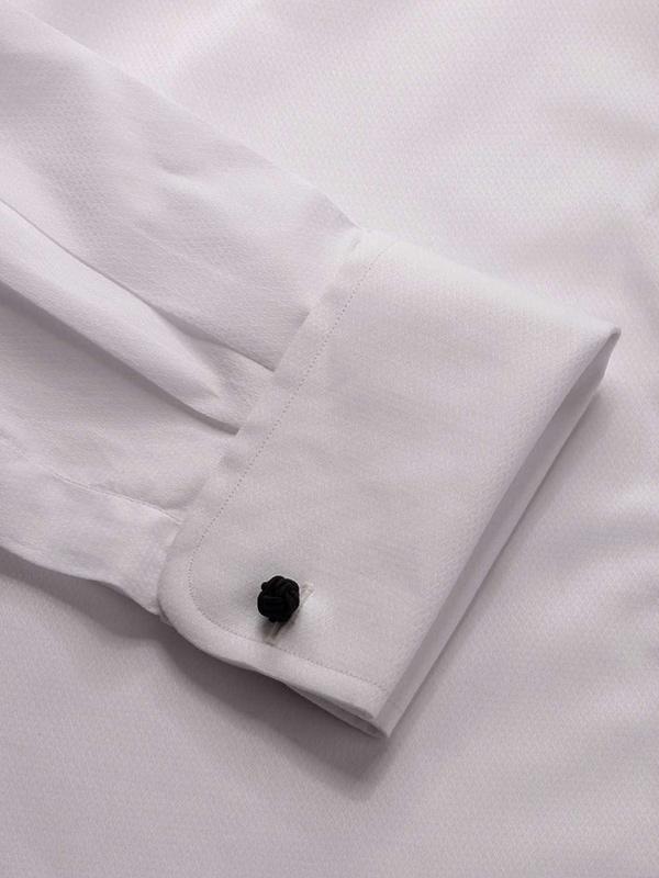 Carletti White Solid Full sleeve single cuff Classic Fit Classic Formal Cotton Shirt