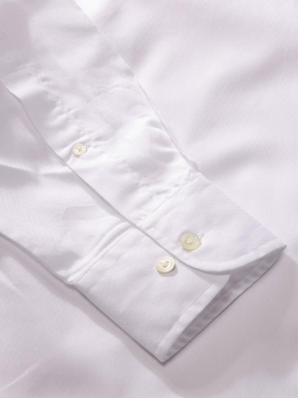 Carletti White Solid Full sleeve single cuff Classic Fit Classic Formal Cotton Shirt