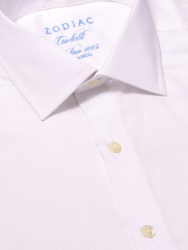Carletti White Solid Full sleeve single cuff Tailored Fit Classic Formal Cotton Shirt