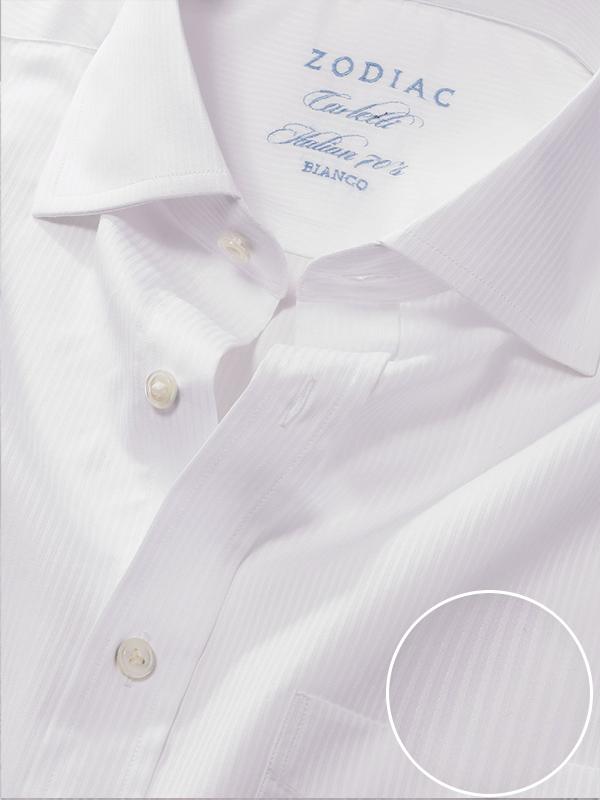 Carletti White Striped Full sleeve single cuff Classic Fit Classic Formal Cotton Shirt