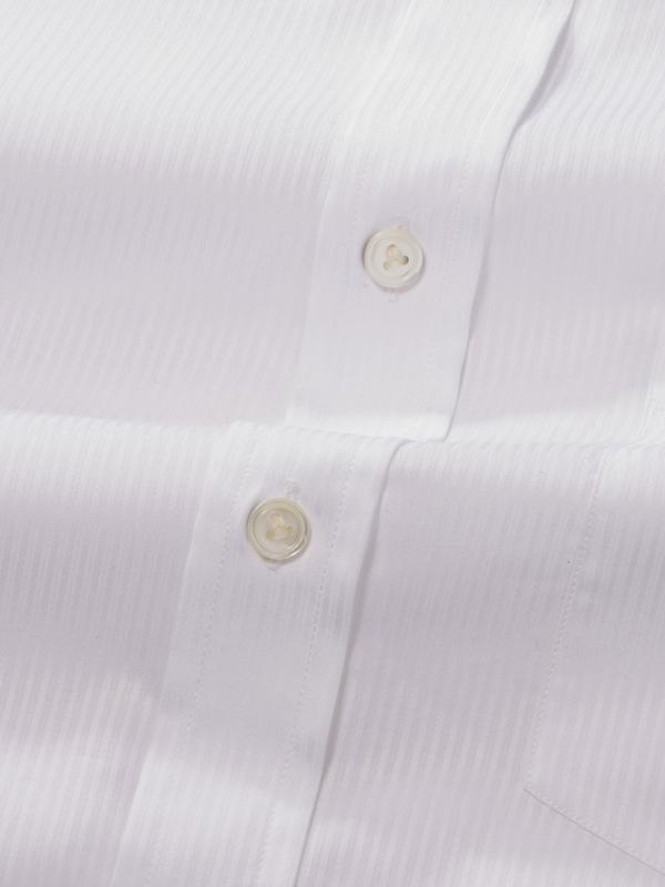 Carletti White Striped Full sleeve single cuff Classic Fit Classic Formal Cotton Shirt